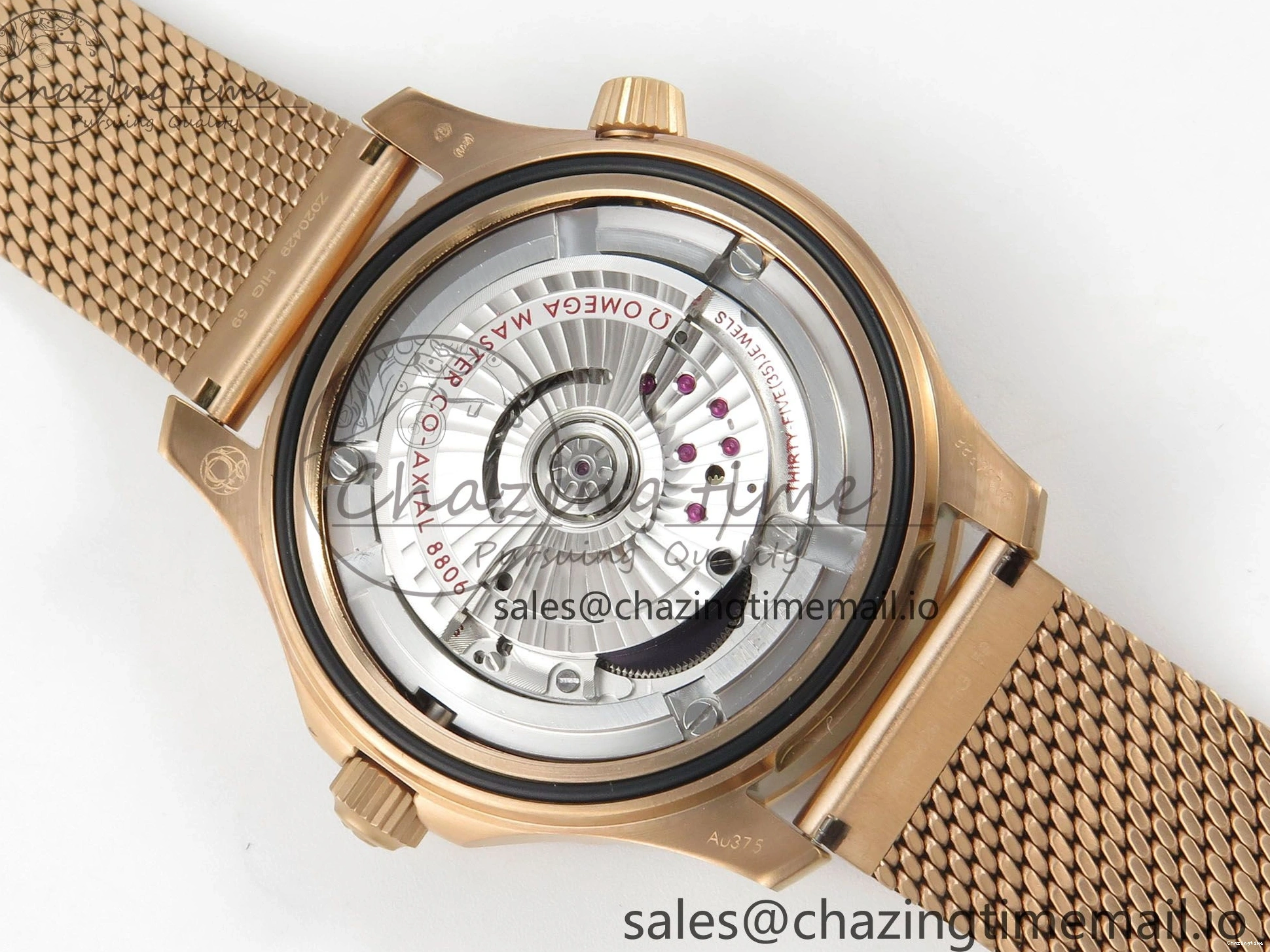 0322 Stylish Seamaster 300M Diver Rose Gold VSF 1:1 Best Edition Black Dial on Mesh Bracelet A 7662